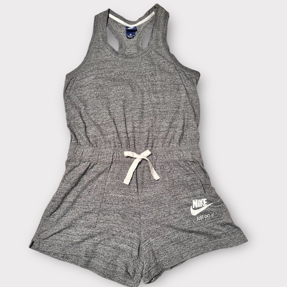 Nike Racerback Drawstring Vintage Style Romper Med Heather Gray EUC - Picture 1 of 8